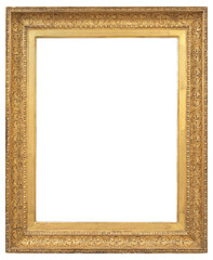 Golden picture frame on a transparent background, in PNG format.
