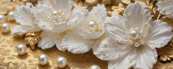 White Flowers with Pearl Decorations