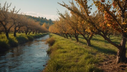 Fototapeta premium autumn landscape with river
