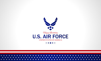 Happy birthday United States Air Force vector illustration. Suitable for Poster, Banners, background and greeting card.	