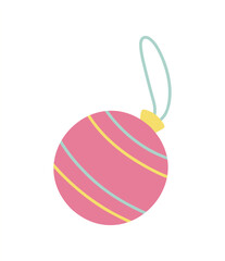 Festive  Christmas tree ball with  loop for hanging  vector illustration