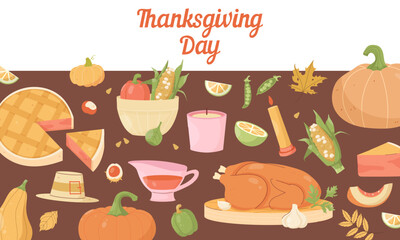 Thanksgiving Day holiday card. Congratulatory background. A web banner. The poster