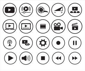 Video and sound icon set. Video, sound, mute icon vector illustration