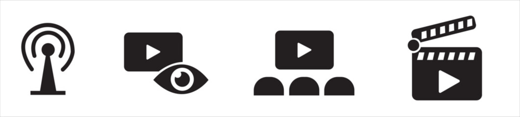 Video and sound icon set. Video, sound, mute icon vector illustration