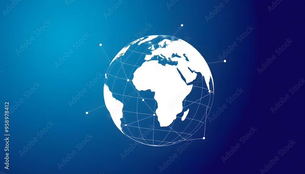 Poster world map with globe isolated on background.