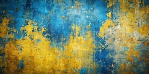 Obraz premium Abstract Blue and Yellow Grunge Wall Texture, Wall Texture, Blue Wall, Yellow Wall