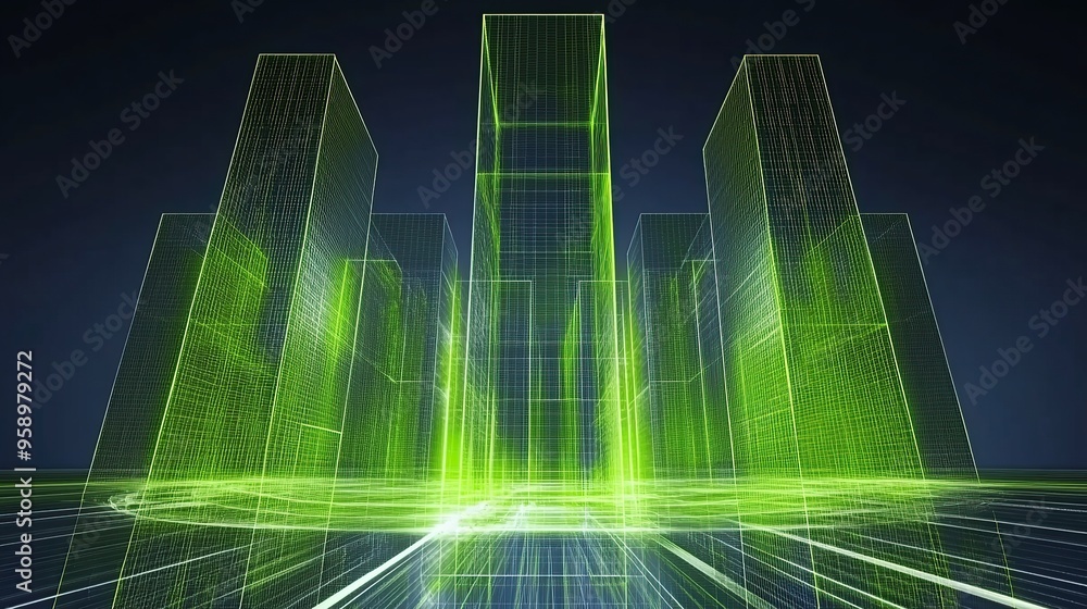 Poster futuristic high-tech ai interface with glowing digital architecture