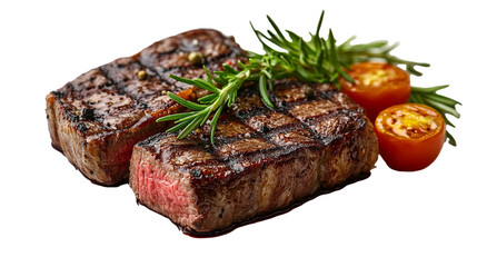 Grilled Steak Isolated on White Background - High Quality CGI Illustration of Delicious Cooked Beef Steak - Realistic 3D Rendering