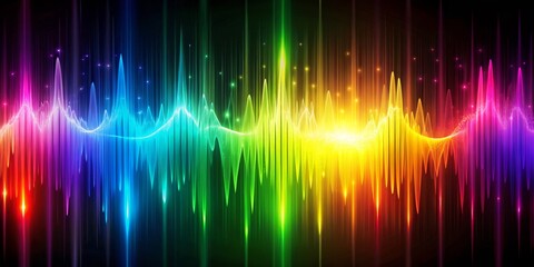 Abstract Rainbow Waves with Glowing Lines, Digital Art, Neon, Music, Sound ,wave ,abstract