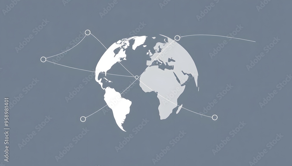 Poster world map with globe isolated on background.