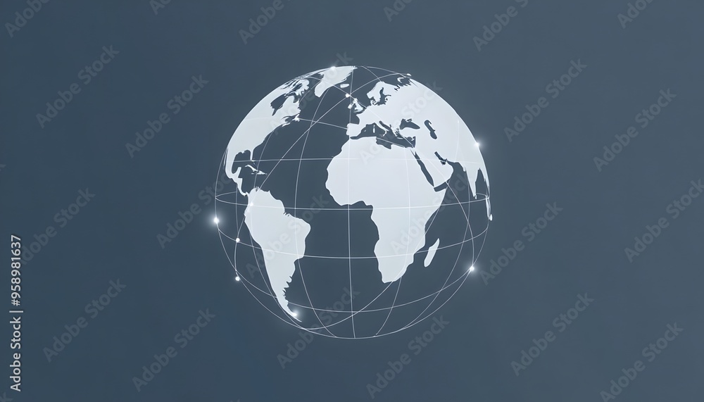 Poster world map with globe isolated on background.