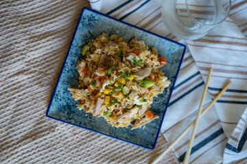 three-delicious asian rice on a home table