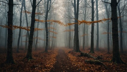 Naklejka premium fog in the forest