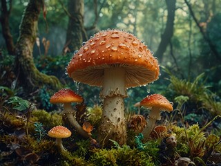 Fototapeta premium red mushroom in the forest