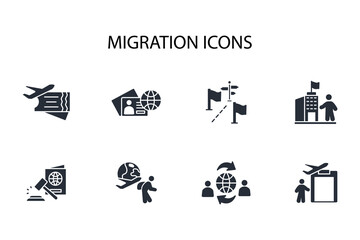 migration icon set.vector.Editable stroke.linear style sign for use web design,logo.Symbol illustration.