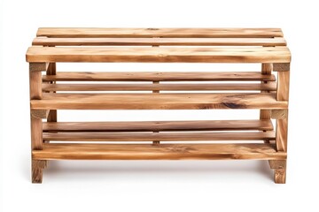Rustic wooden shelf with three levels, ideal for storage or display in home decor and interior design.