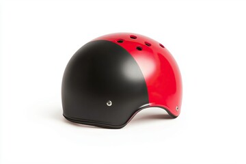 Fototapeta premium Stylish black and red helmet with ventilation holes, perfect for skating, biking, or safety gear in sports.