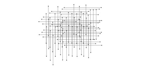 Random chaotic lines abstract geometric pattern. Grunge stripes pattern. vector white background abstract technology communication data Science.  Circuit connects lines and dots. 