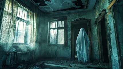 Ghostly Figure Haunts Abandoned House: A Chilling AR Experience