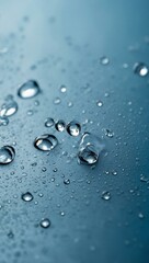 Water droplets on a light blue background.