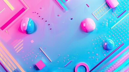 Obraz premium Memphis style, youth, blue gradient background, youthful and lively