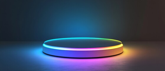 A colorful, glowing, and illuminated circular stage