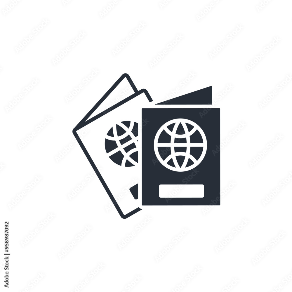 Poster passport icon. vector.editable stroke.linear style sign for use web design,logo.symbol illustration.