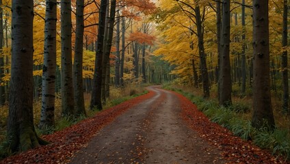 Fototapeta premium road in autumn forest