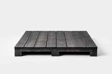A minimalistic black wooden pallet isolated on a white background, ideal for industrial and home decor purposes.