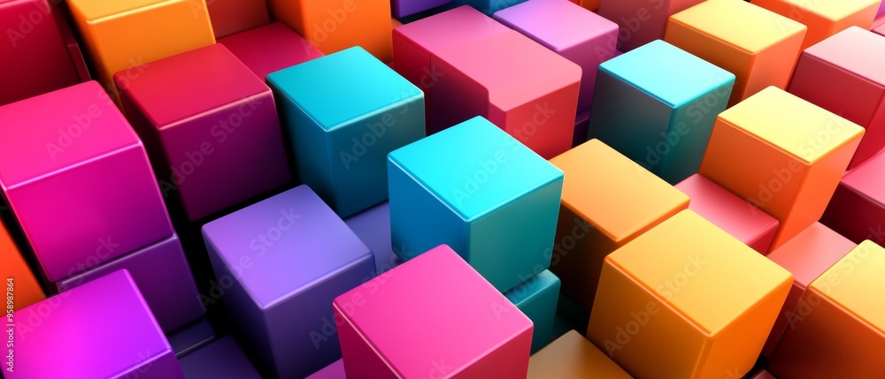 Poster a colorful image of many different colored cubes