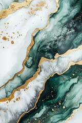 Obraz premium Luxurious marble texture. Green and gold abstract background. Generative AI.