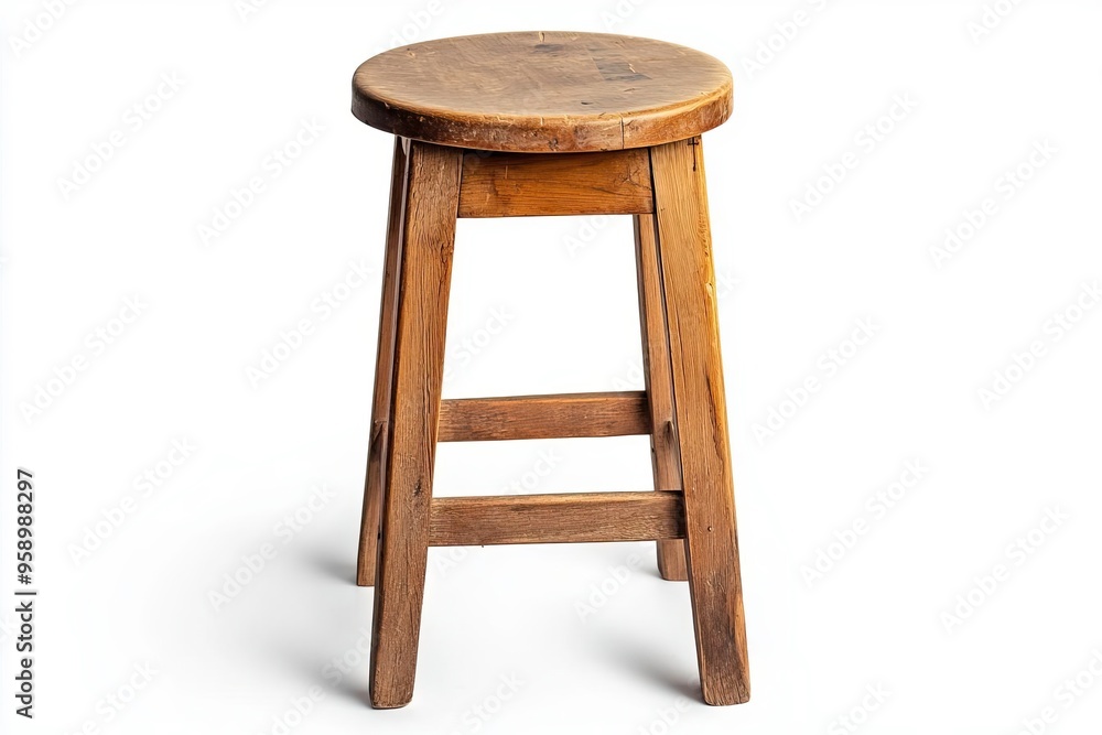 Wall mural a rustic wooden stool with a round seat and sturdy legs, perfect for home decor or as functional fur