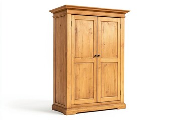 A rustic wooden cabinet featuring a classic design with double doors, perfect for storage in any home or office.