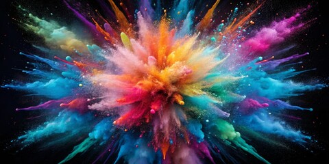 Fototapeta premium Cosmic Burst of Color A Vibrant Explosion of Powdered Pigments, color explosion, abstract art, powder paint
