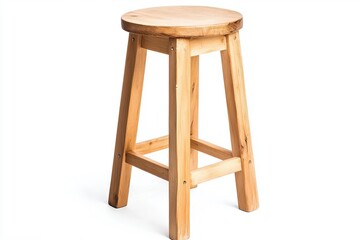 A simple wooden stool with a round seat and four legs, perfect for casual seating in kitchens or dining areas.