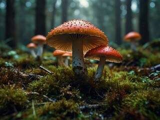 Fototapeta premium red mushroom in the forest