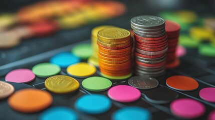 Colorful Coin Stack Concept of Investment