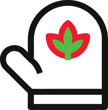recommend clip art: Minimalistic oven mitt outline featuring leaves for a stylish and practical kitchen tool
                    