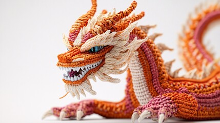 a crocheted dragon
