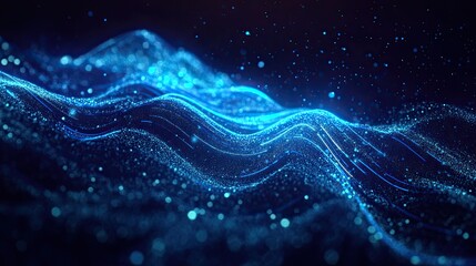 Abstract representation of waves and particles in a digital space.