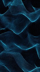 Obraz premium Black Radio Frequency Waves on Blue Background, Abstract Image, Texture, Pattern, Wallpaper, Cover and Screen for Smartphone, PC, Laptop, 9:16 and 16:9 Format
