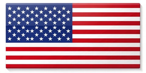 Obraz premium Glossy American Flag Illustration, Vector, Red, White, Blue, USA, Patriotic
