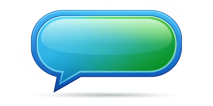 Glossy Blue and Green Speech Bubble, 3D, White Background, Communication, Message, Dialog