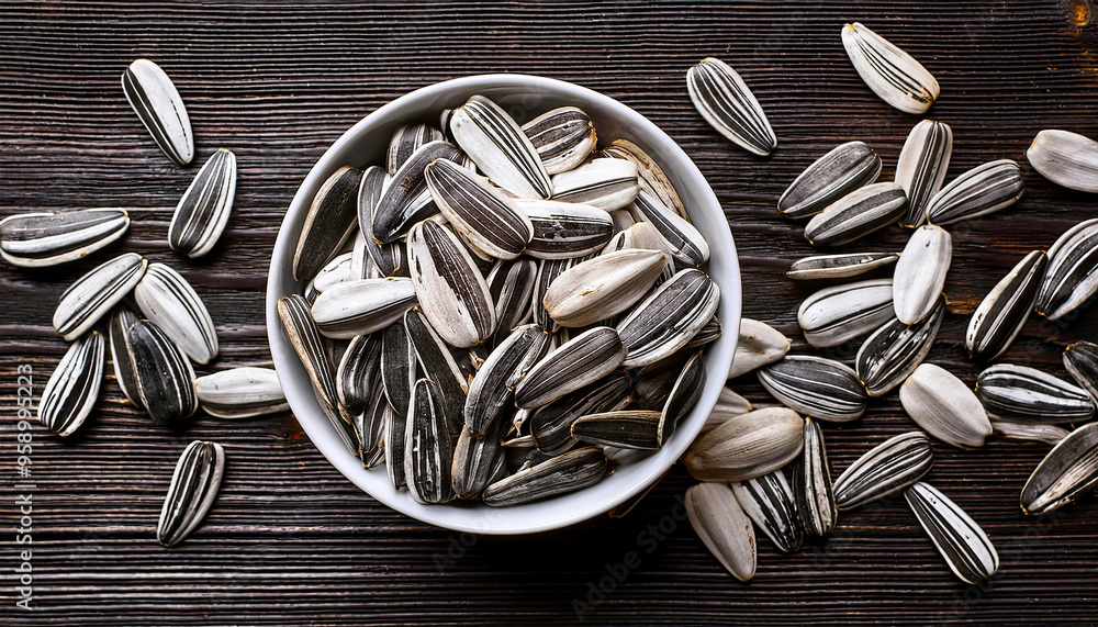 Poster sunflower seeds in a plate