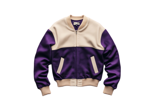 Purple and Cream Colored Bomber Jacket