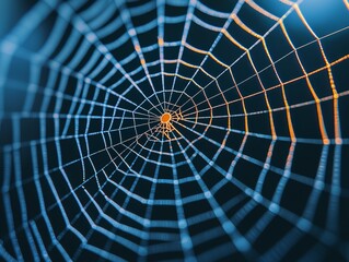 Fototapeta premium A close-up shot of a spider web, showcasing its intricate and symmetrical structure