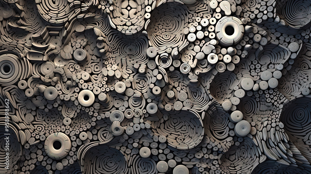 Aufkleber Abstract background with dotted fractal ornament and science styled cellular mesh