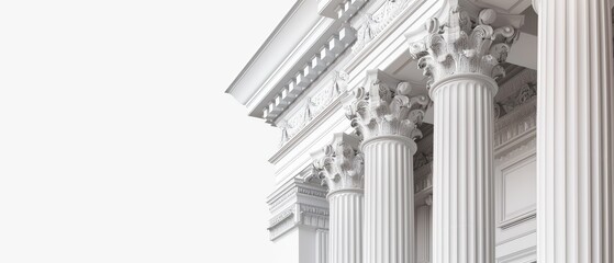 Obraz premium Elegant architectural detail featuring classic columns with intricate capitals, showcasing timeless craftsmanship and design.