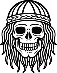 vintage  rastaman skull vector illustration 