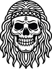 vintage  rastaman skull vector illustration 